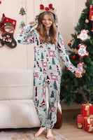 Laden Sie das Bild in den Galerie-Viewer, Grauer Einteiliger Familienpyjama mit Weihnachtsmuster