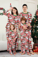 Laden Sie das Bild in den Galerie-Viewer, Rot Gestreiftes Langärmeliges Bedrucktes Weihnachtspyjama-Set