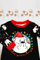 Laden Sie das Bild in den Galerie-Viewer, Schwarzer Langärmeliger Familienpyjama mit Birnenmuster