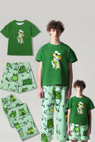 Laden Sie das Bild in den Galerie-Viewer, Grüner Frosch Bedruckter Kurzarm Familienpyjama