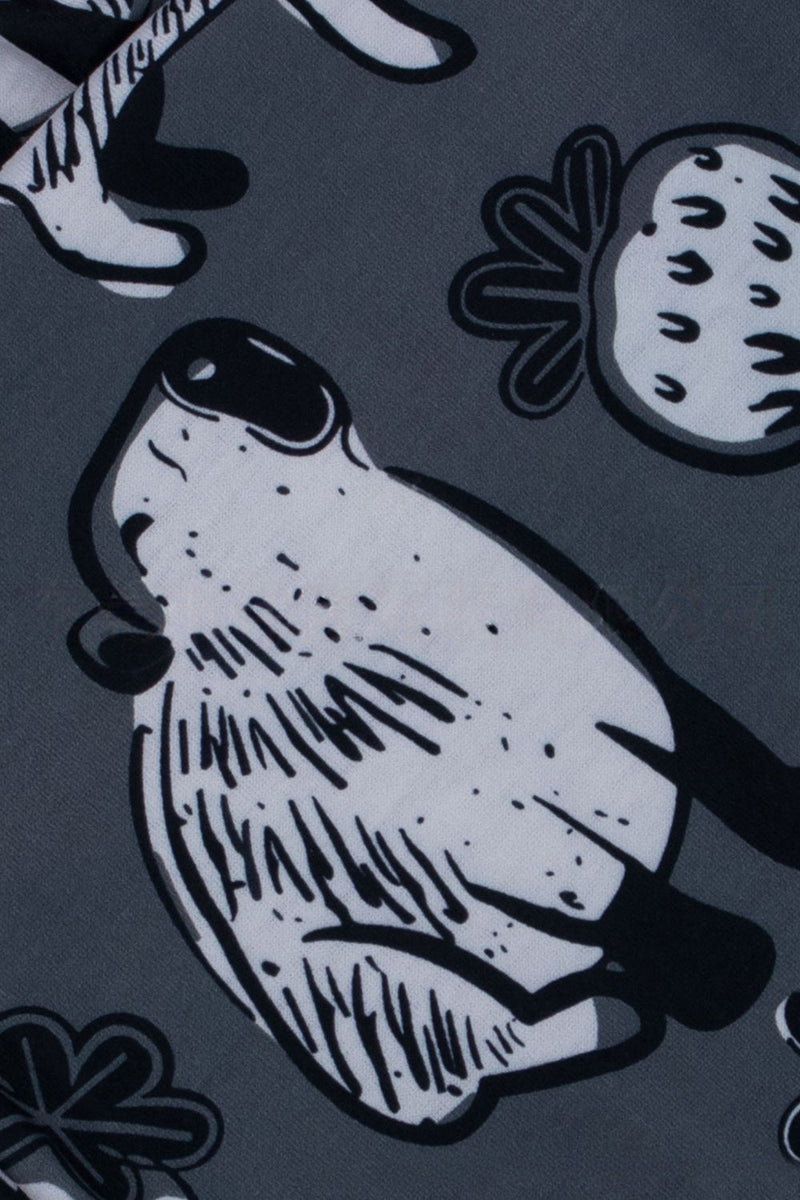 Laden Sie das Bild in den Galerie-Viewer, Dunkelgrauer Kurzärmeliger Familienpyjama mit Tierdruck