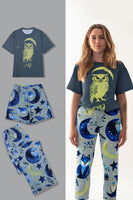 Laden Sie das Bild in den Galerie-Viewer, Grau Blau Bedruckter Leuchtender Passender Familienpyjama