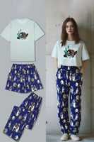 Laden Sie das Bild in den Galerie-Viewer, Hellgrüner Passender Familienpyjama mit Tiermotivdruck