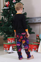 Laden Sie das Bild in den Galerie-Viewer, Schwarz Bedruckter Langärmeliger Familien Halloween Pyjama