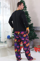 Laden Sie das Bild in den Galerie-Viewer, Schwarz Bedruckter Langärmeliger Familien Halloween Pyjama