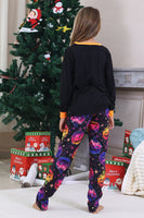 Laden Sie das Bild in den Galerie-Viewer, Schwarz Bedruckter Langärmeliger Familien Halloween Pyjama