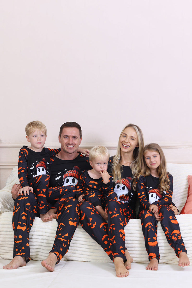 Laden Sie das Bild in den Galerie-Viewer, Marineblauer Bedruckter Langärmeliger Familien Halloween Pyjama