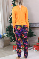 Laden Sie das Bild in den Galerie-Viewer, Orange Bedruckter Langärmeliger Familien Halloween Pyjama