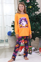 Laden Sie das Bild in den Galerie-Viewer, Orange Bedruckter Langärmeliger Familien Halloween Pyjama