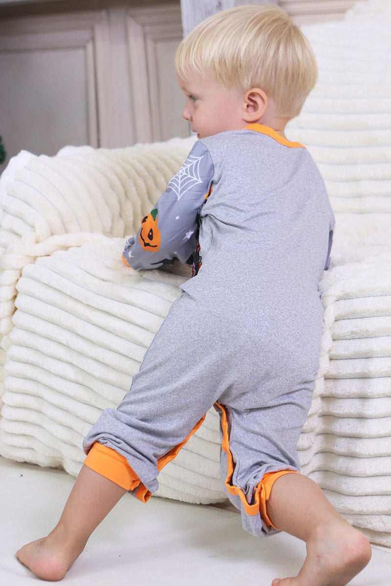 Laden Sie das Bild in den Galerie-Viewer, Grau Bedruckter Langärmeliger Familien Halloween Pyjama