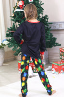 Laden Sie das Bild in den Galerie-Viewer, Marineblauer Glühbirnen-Druck Langärmeliger Passender Familienpyjama