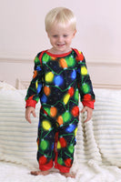 Laden Sie das Bild in den Galerie-Viewer, Marineblauer Glühbirnen-Druck Langärmeliger Passender Familienpyjama