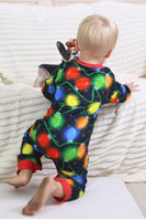 Laden Sie das Bild in den Galerie-Viewer, Marineblauer Glühbirnen-Druck Langärmeliger Passender Familienpyjama