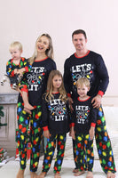 Laden Sie das Bild in den Galerie-Viewer, Marineblauer Glühbirnen-Druck Langärmeliger Passender Familienpyjama