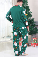 Laden Sie das Bild in den Galerie-Viewer, Dunkelgrüner Langärmeliger Familien-Weihnachtspyjama mit Weihnachtsmann-Druck