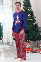 Laden Sie das Bild in den Galerie-Viewer, Königsblauer Karo-Weihnachtspyjama mit passendem Familienpyjama