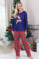Laden Sie das Bild in den Galerie-Viewer, Königsblauer Karo-Weihnachtspyjama mit passendem Familienpyjama