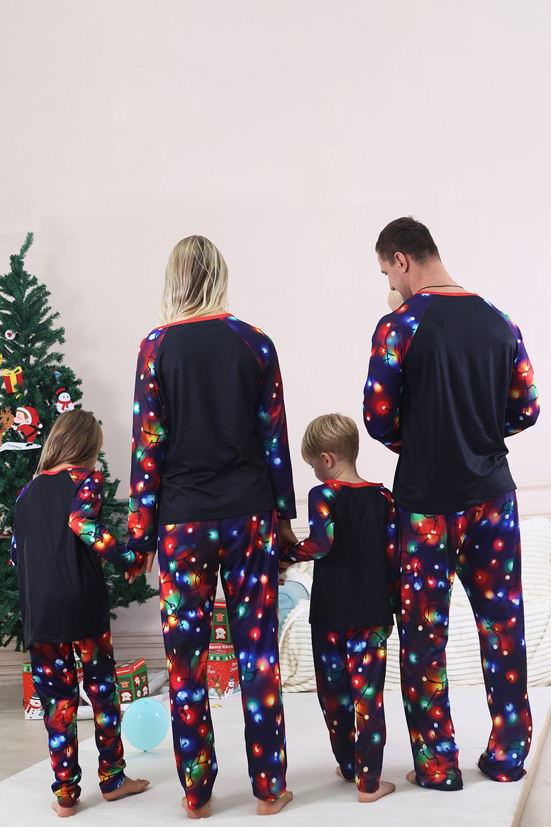 Laden Sie das Bild in den Galerie-Viewer, Marineblaue Lichter Baumdruck Familie Passende Weihnachtspyjama-Sets