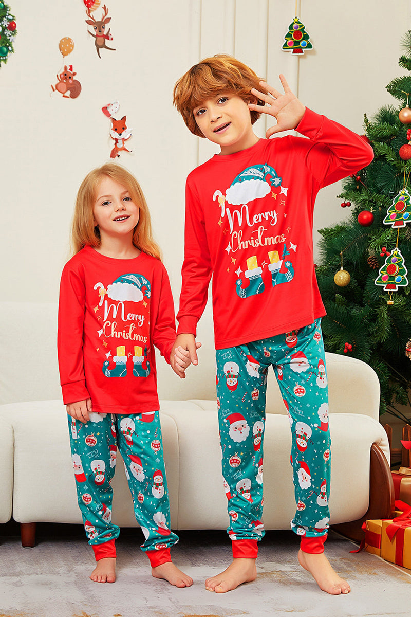 Laden Sie das Bild in den Galerie-Viewer, Rot Frohe Weihnachten Weihnachtsmann-Druck Familie Passende Pyjamas