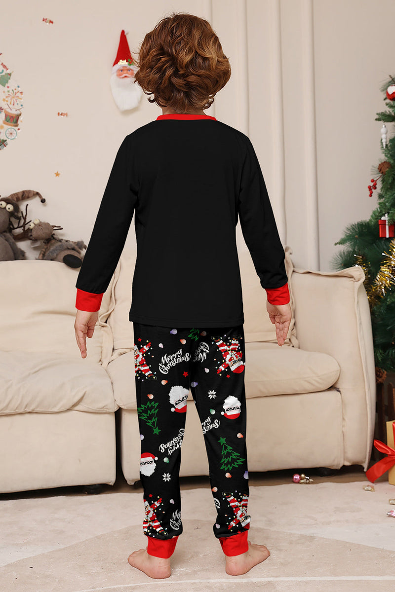 Laden Sie das Bild in den Galerie-Viewer, Schwarze Weihnachten Weihnachtsmann Druck Familie Passende Pyjama-Sets