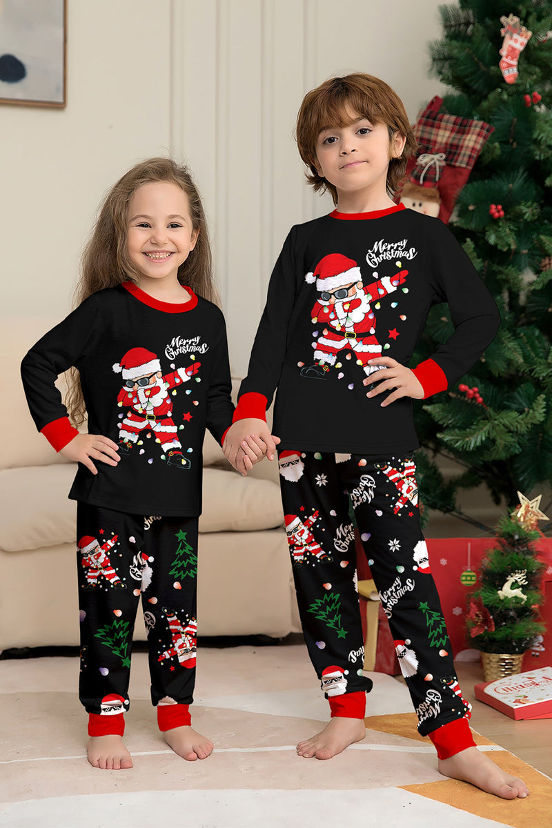 Laden Sie das Bild in den Galerie-Viewer, Schwarze Weihnachten Weihnachtsmann Druck Familie Passende Pyjama-Sets
