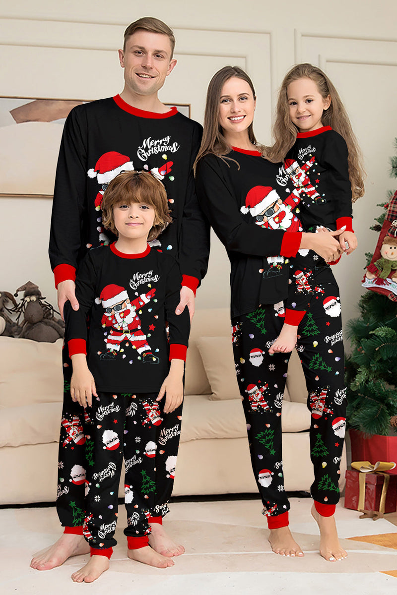 Laden Sie das Bild in den Galerie-Viewer, Schwarze Weihnachten Weihnachtsmann Druck Familie Passende Pyjama-Sets