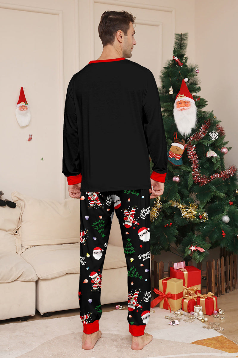 Laden Sie das Bild in den Galerie-Viewer, Schwarze Weihnachten Weihnachtsmann Druck Familie Passende Pyjama-Sets