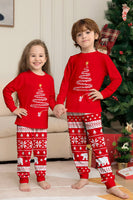 Laden Sie das Bild in den Galerie-Viewer, Roter Druck Baum Langarm Weihnachten Familie Passender Pyjama