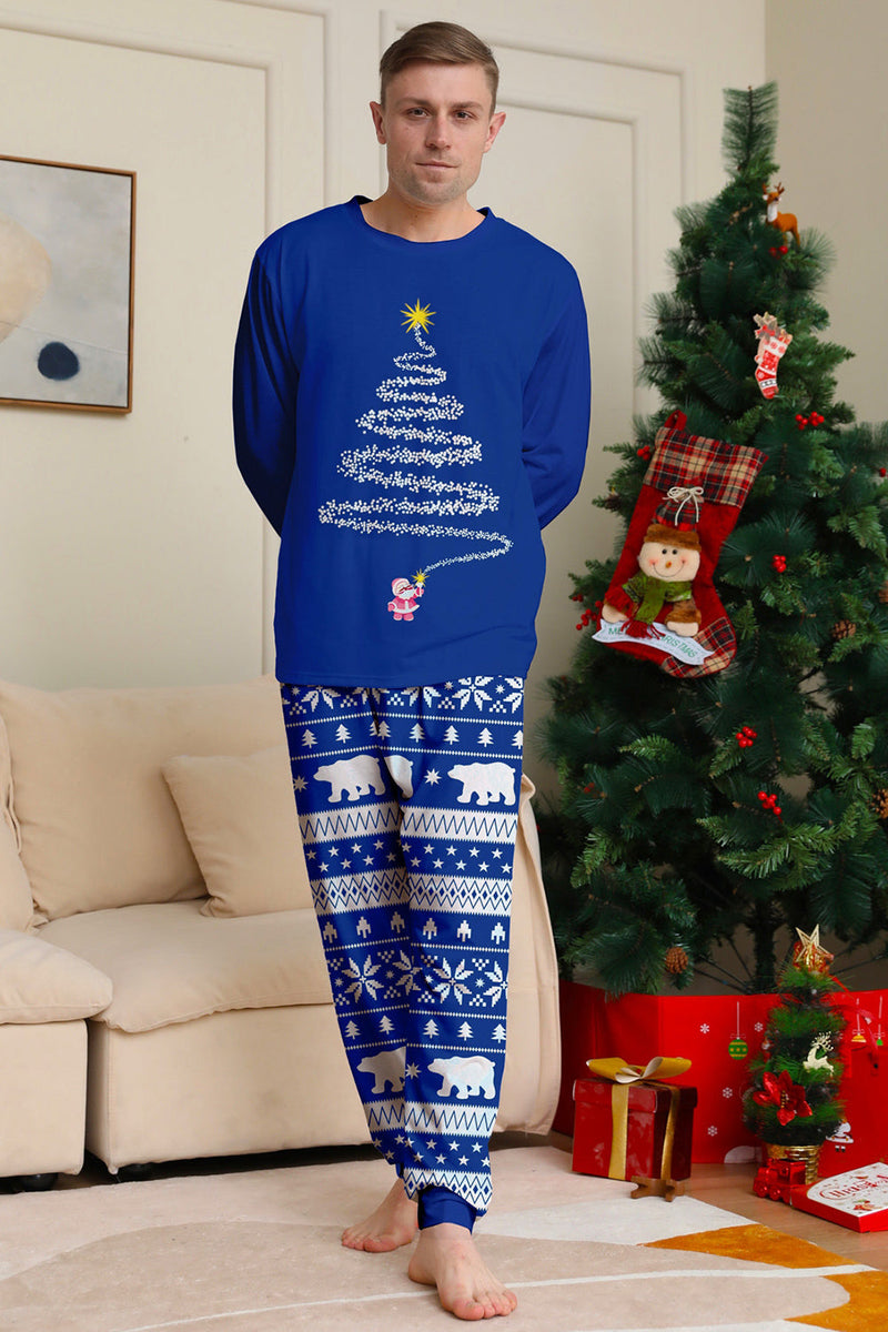 Laden Sie das Bild in den Galerie-Viewer, Roter Druck Baum Langarm Weihnachten Familie Passender Pyjama