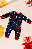 Laden Sie das Bild in den Galerie-Viewer, Marineblaues Familien-Pyjama-Set mit Weihnachtsmotiv