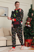 Laden Sie das Bild in den Galerie-Viewer, Weihnachten Gemütlicher Roter Druck Familie Passendes Pyjama-Set