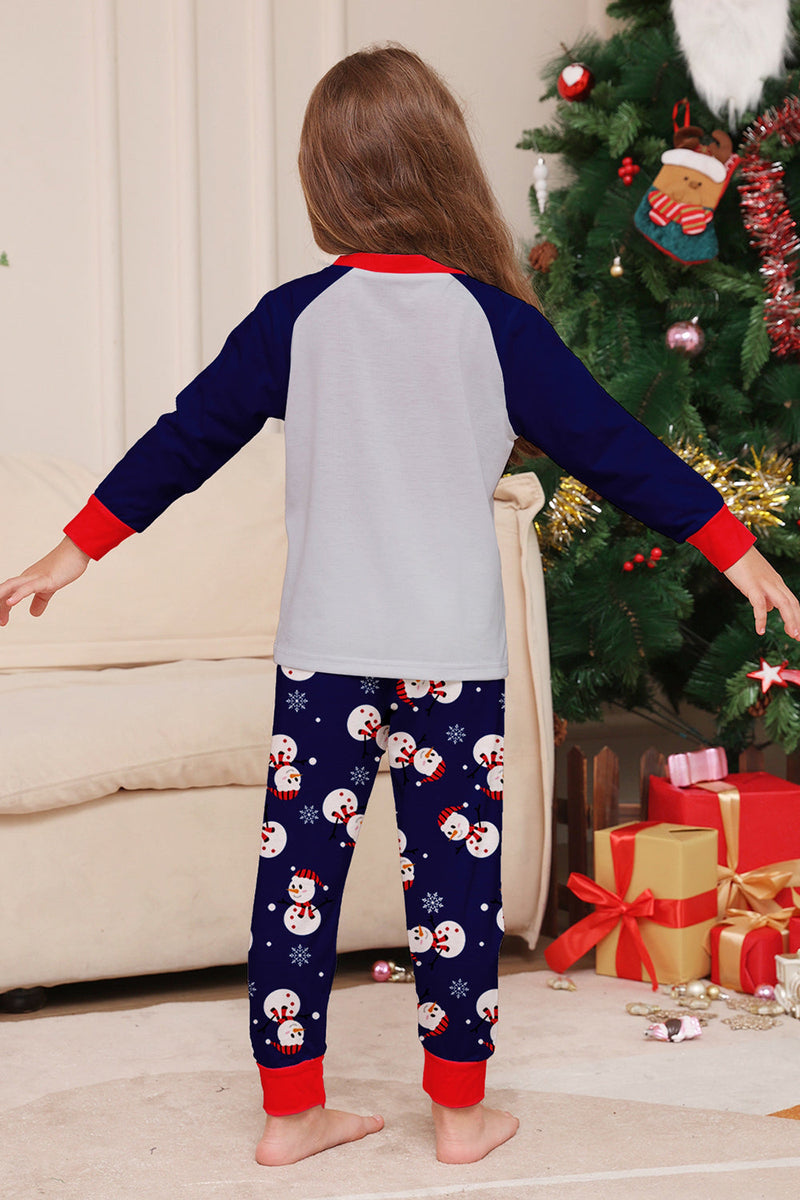 Laden Sie das Bild in den Galerie-Viewer, Grau Blau Schneemann Druck Weihnachten Familie Passender Pyjama