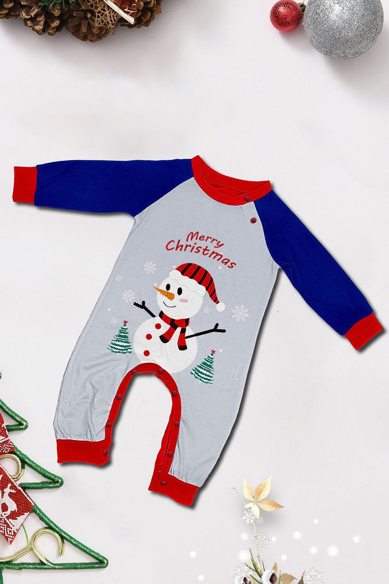 Laden Sie das Bild in den Galerie-Viewer, Grau Blau Schneemann Druck Weihnachten Familie Passender Pyjama