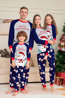 Laden Sie das Bild in den Galerie-Viewer, Grau Blau Schneemann Druck Weihnachten Familie Passender Pyjama