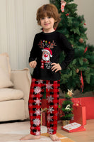 Laden Sie das Bild in den Galerie-Viewer, Schwarz Rot Rentier Schneeflocke Druck Weihnachten Familie Passendes Pyjama-Set