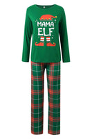Laden Sie das Bild in den Galerie-Viewer, Dunkelgrünes Weihnachtsplaid mit Rundhalsausschnitt Familie Passendes Pyjama-Set