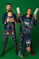 Laden Sie das Bild in den Galerie-Viewer, Marineblauer Langärmeliger Bedruckter Passender Familienpyjama