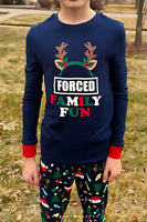 Laden Sie das Bild in den Galerie-Viewer, Marineblauer Langärmeliger Bedruckter Passender Familienpyjama