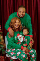 Laden Sie das Bild in den Galerie-Viewer, Dunkelgrüner Weihnachtsmann Bedruckter Weihnachtsfamilien-Pyjama