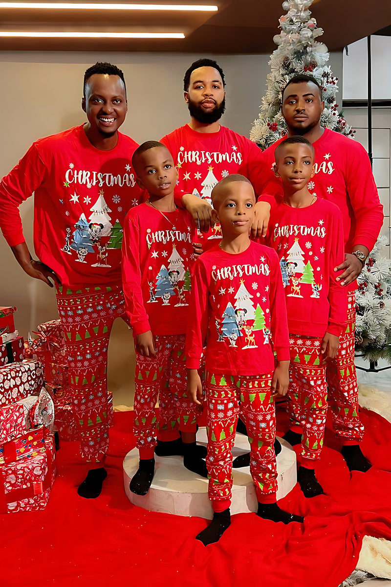 Laden Sie das Bild in den Galerie-Viewer, Roter Weihnachtsbaum Bedruckt Rundhalsausschnitt Weihnachten Familie Passender Pyjama