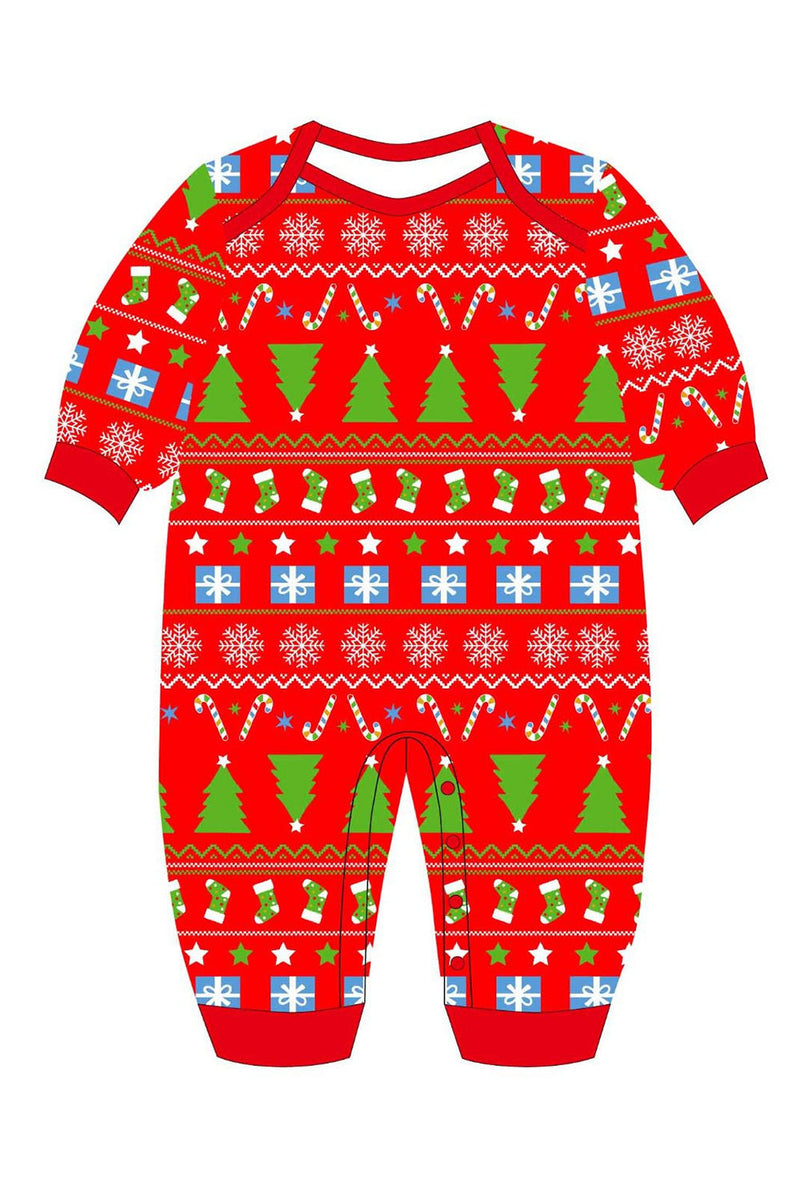 Laden Sie das Bild in den Galerie-Viewer, Roter Weihnachtsbaum Bedruckt Rundhalsausschnitt Weihnachten Familie Passender Pyjama