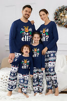 Laden Sie das Bild in den Galerie-Viewer, Marineblauer Rentier Bedruckter Weihnachtsfamilien-Pyjama