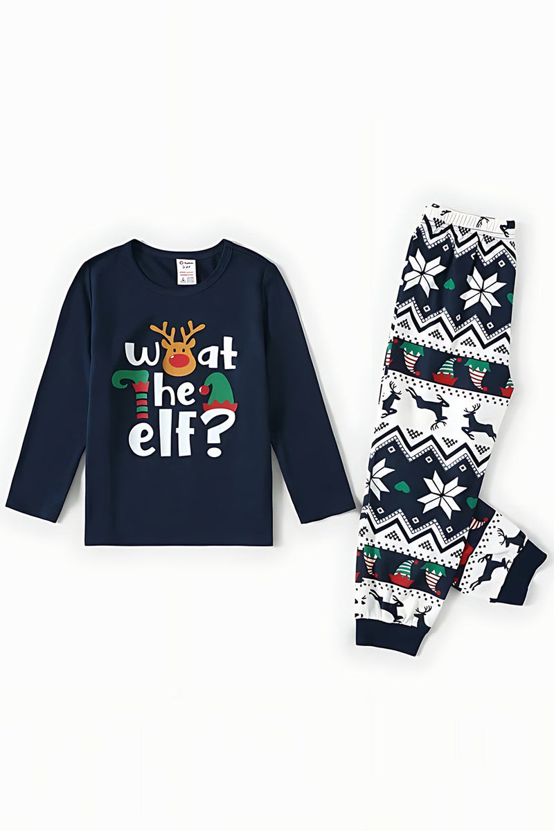 Laden Sie das Bild in den Galerie-Viewer, Marineblauer Rentier Bedruckter Weihnachtsfamilien-Pyjama