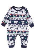 Laden Sie das Bild in den Galerie-Viewer, Marineblauer Rentier Bedruckter Weihnachtsfamilien-Pyjama