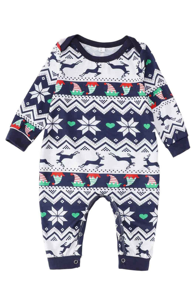 Laden Sie das Bild in den Galerie-Viewer, Marineblauer Rentier Bedruckter Weihnachtsfamilien-Pyjama