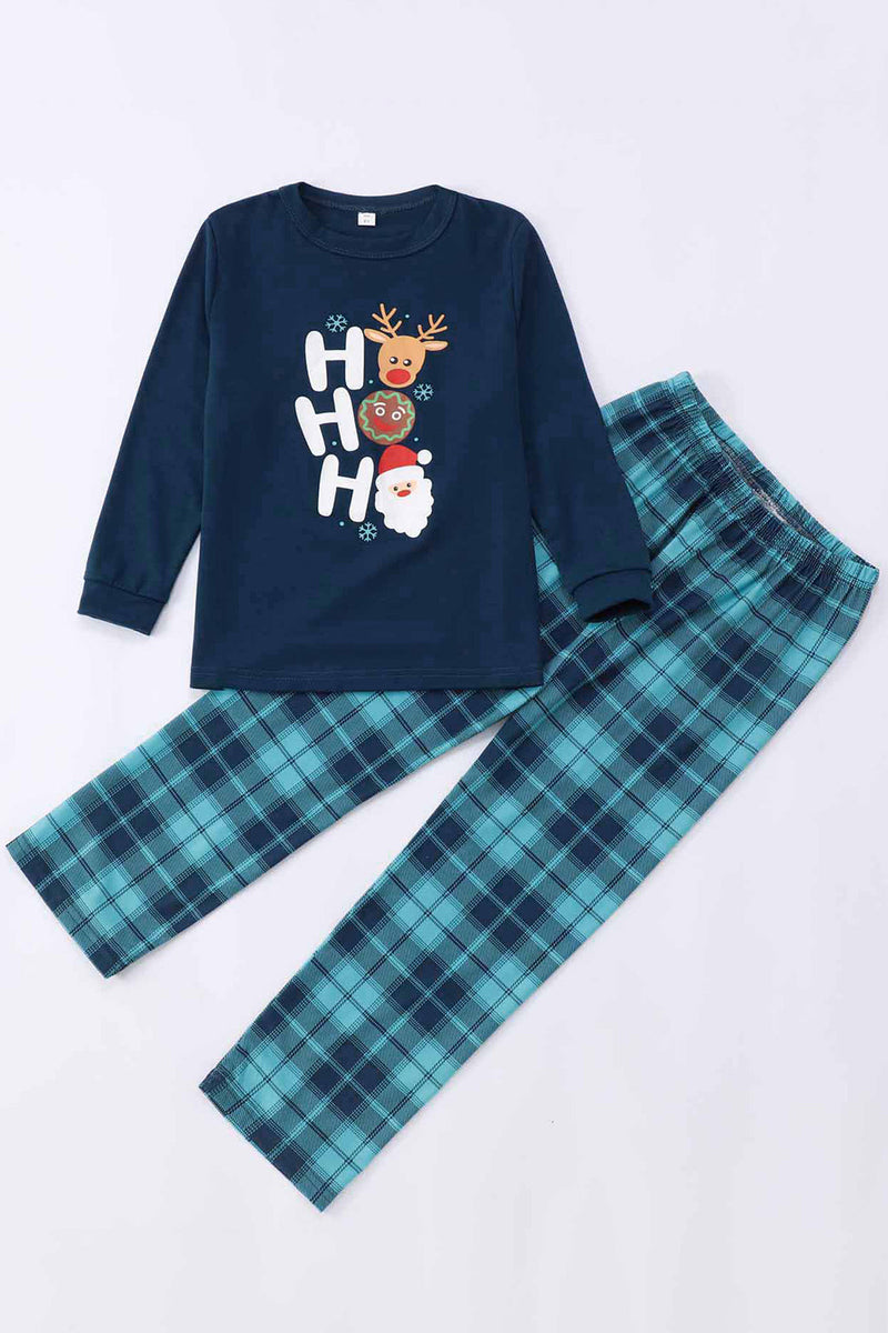 Laden Sie das Bild in den Galerie-Viewer, Dunkelblauer Weihnachts-bedruckter Weihnachts-Familienpyjama