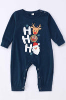 Laden Sie das Bild in den Galerie-Viewer, Dunkelblauer Weihnachts-bedruckter Weihnachts-Familienpyjama