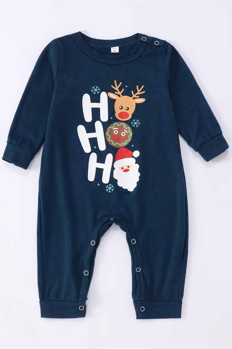 Laden Sie das Bild in den Galerie-Viewer, Dunkelblauer Weihnachts-bedruckter Weihnachts-Familienpyjama