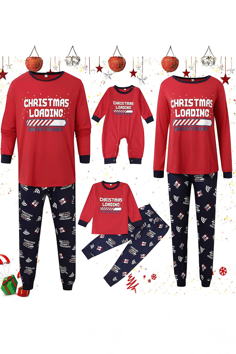 Laden Sie das Bild in den Galerie-Viewer, Rot Bedruckte Langärmelige Weihnachts Familienpyjama-Sets