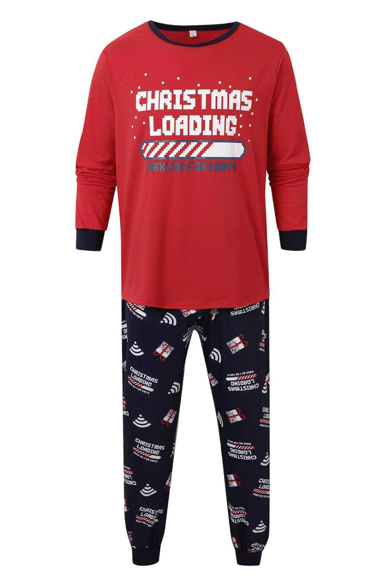 Laden Sie das Bild in den Galerie-Viewer, Rot Bedruckte Langärmelige Weihnachts Familienpyjama-Sets